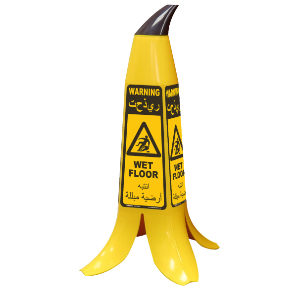 Banana Cone Wet Floor Bi Lingual English Arabic Text